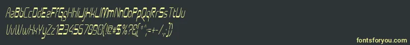 Fonte Aunchantedcondenseoblique – fontes amarelas em um fundo preto