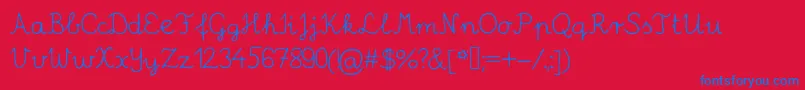Robinschooler-Schriftart – Blaue Schriften auf rotem Hintergrund