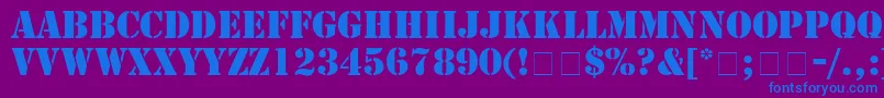 StampRegular Font – Blue Fonts on Purple Background