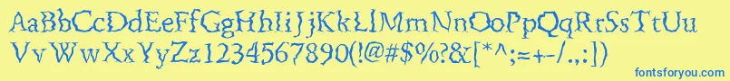FenderbendersskRegular Font – Blue Fonts on Yellow Background