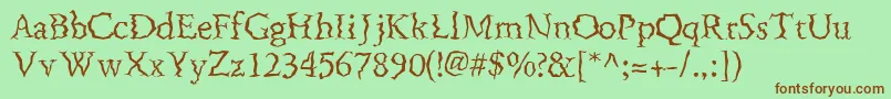 FenderbendersskRegular Font – Brown Fonts on Green Background