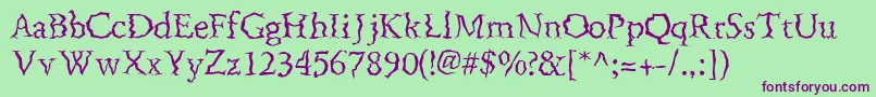 FenderbendersskRegular Font – Purple Fonts on Green Background
