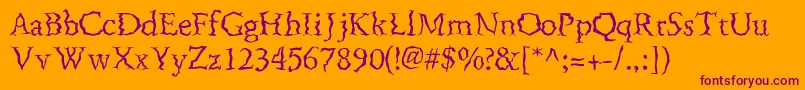 FenderbendersskRegular-Schriftart – Violette Schriften auf orangefarbenem Hintergrund