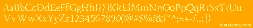 FenderbendersskRegular-Schriftart – Gelbe Schriften auf orangefarbenem Hintergrund