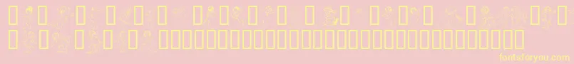 Gabra-Schriftart – Gelbe Schriften auf rosa Hintergrund