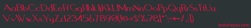 Czcionka AquaductReverseItalic – czerwone czcionki na czarnym tle