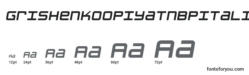 GrishenkoOpiyatNbpItalic-fontin koot