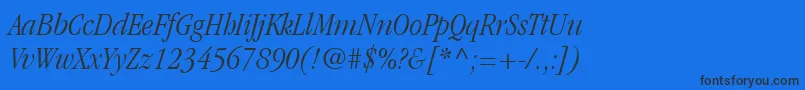 ItcGaramondLtLightCondensedItalic Font – Black Fonts on Blue Background