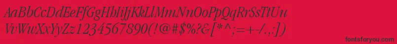 ItcGaramondLtLightCondensedItalic Font – Black Fonts on Red Background