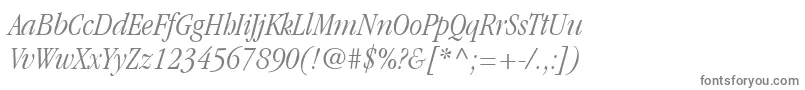 フォントItcGaramondLtLightCondensedItalic – 白い背景に灰色の文字