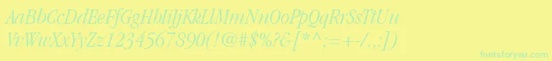 ItcGaramondLtLightCondensedItalic Font – Green Fonts on Yellow Background