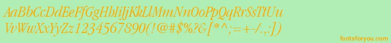 ItcGaramondLtLightCondensedItalic Font – Orange Fonts on Green Background