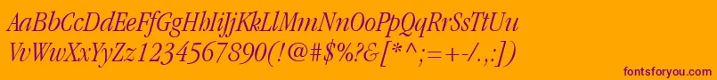 ItcGaramondLtLightCondensedItalic Font – Purple Fonts on Orange Background