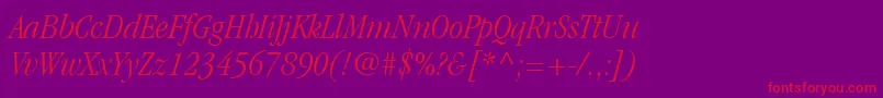 ItcGaramondLtLightCondensedItalic Font – Red Fonts on Purple Background