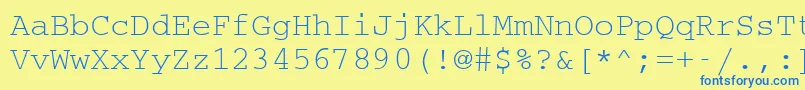 フォントCouriermcy – 青い文字が黄色の背景にあります。