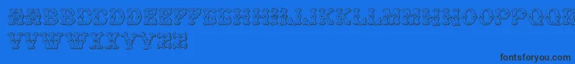 GrolierBeveled-Schriftart – Schwarze Schriften auf blauem Hintergrund