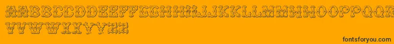 GrolierBeveled-Schriftart – Schwarze Schriften auf orangefarbenem Hintergrund