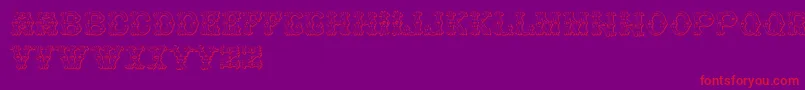 GrolierBeveled-Schriftart – Rote Schriften auf violettem Hintergrund