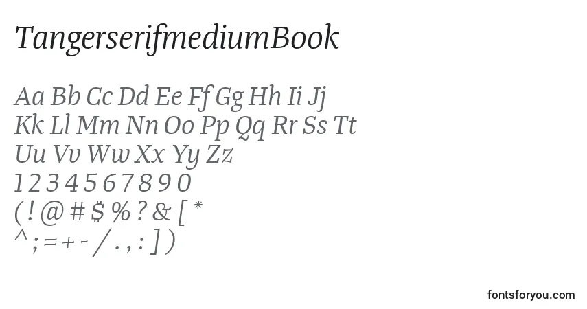 Schriftart TangerserifmediumBook – Alphabet, Zahlen, spezielle Symbole