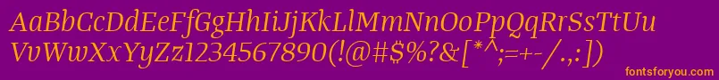 TangerserifmediumBook Font – Orange Fonts on Purple Background