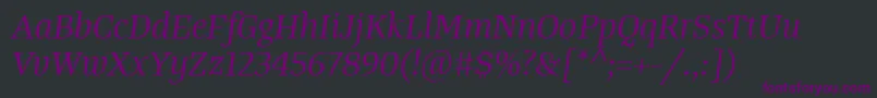 Fonte TangerserifmediumBook – fontes roxas em um fundo preto