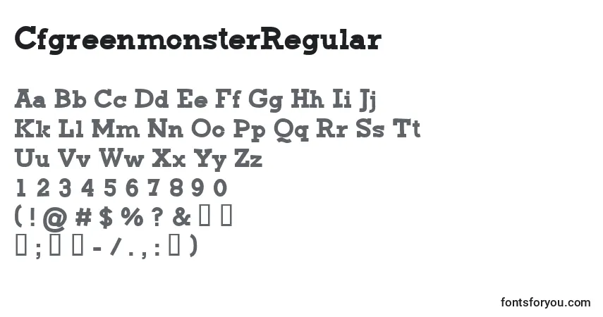 Schriftart CfgreenmonsterRegular – Alphabet, Zahlen, spezielle Symbole