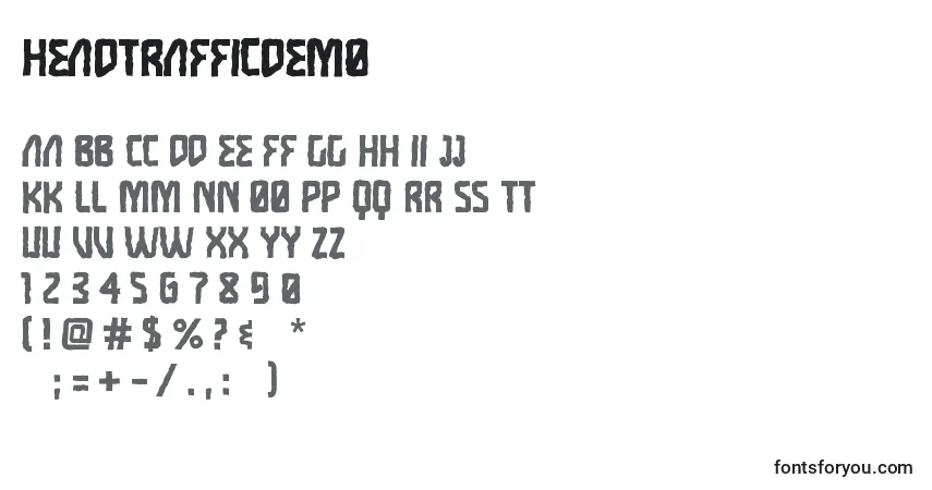 Шрифт HeadtrafficDemo – алфавит, цифры, специальные символы