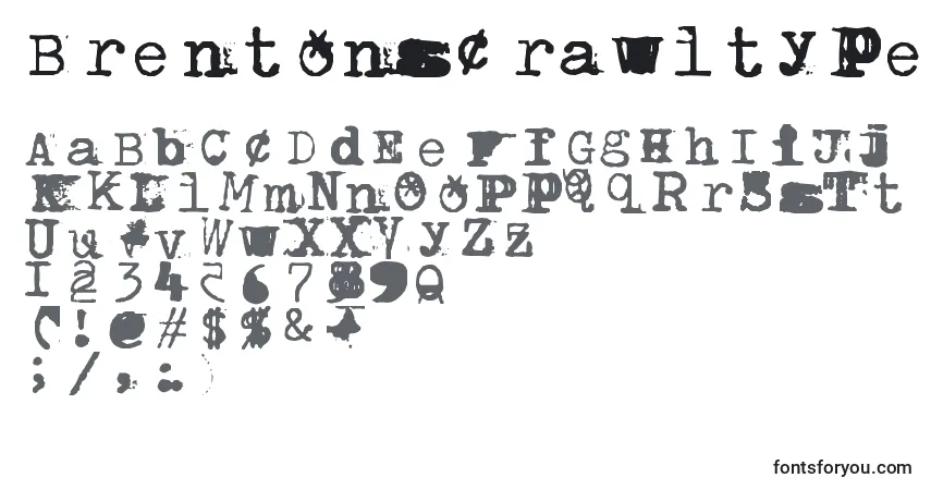 Czcionka Brentonscrawltype – alfabet, cyfry, specjalne znaki