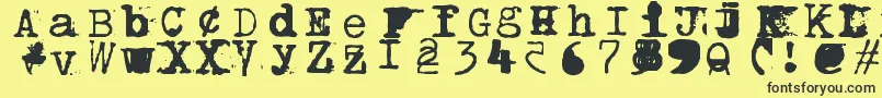 Brentonscrawltype-Schriftart – Schwarze Schriften auf gelbem Hintergrund