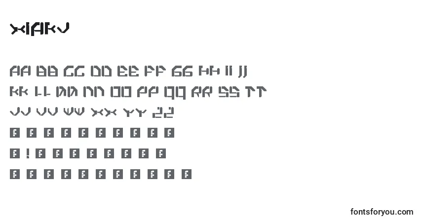 Schriftart Xiaku – Alphabet, Zahlen, spezielle Symbole