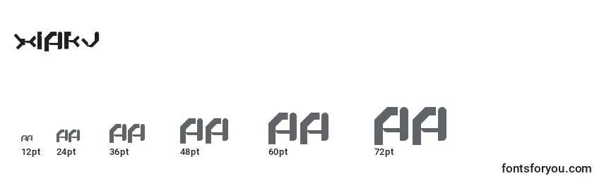Размеры шрифта Xiaku