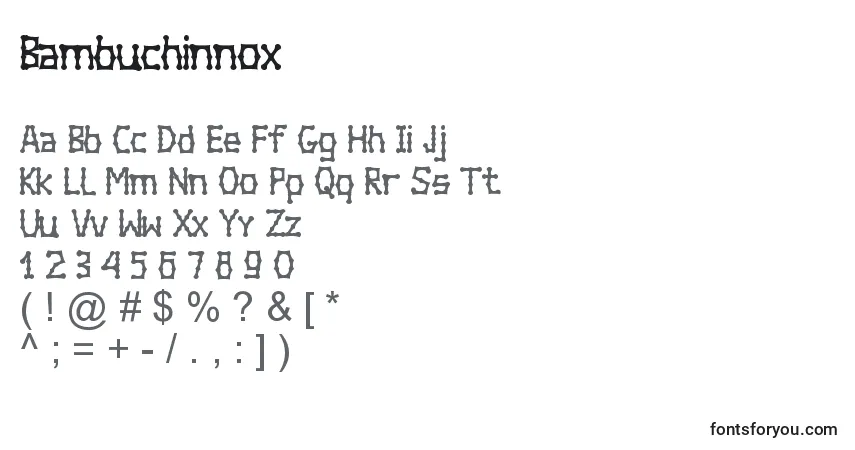 Czcionka Bambuchinnox – alfabet, cyfry, specjalne znaki