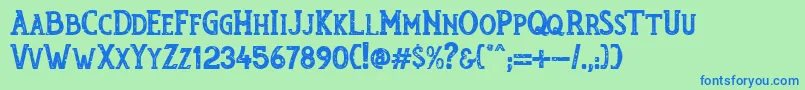Шрифт RumouratexturesPersonalUseOnly – синие шрифты на зелёном фоне