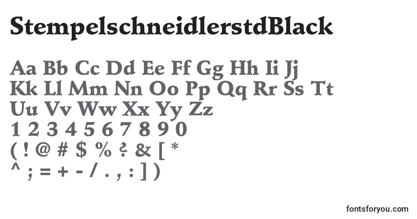 Шрифт StempelschneidlerstdBlack – алфавит, цифры, специальные символы
