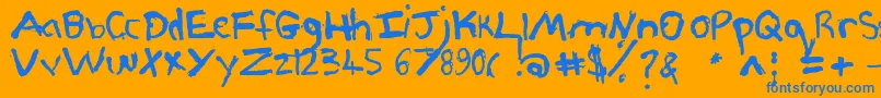 Pjgrunge Font – Blue Fonts on Orange Background