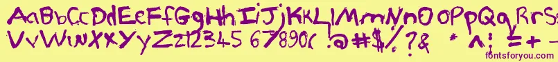 Pjgrunge Font – Purple Fonts on Yellow Background