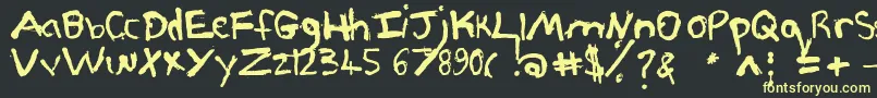 フォントPjgrunge – 黒い背景に黄色の文字