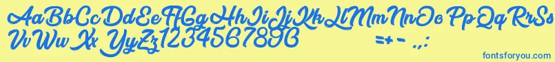 AfterNight Font – Blue Fonts on Yellow Background