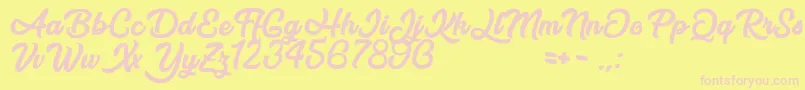 AfterNight-fontti – vaaleanpunaiset fontit keltaisella taustalla