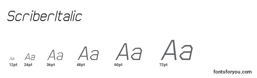Размеры шрифта ScriberItalic