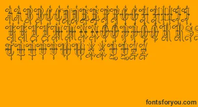 LeothricBeveled font – Black Fonts On Orange Background