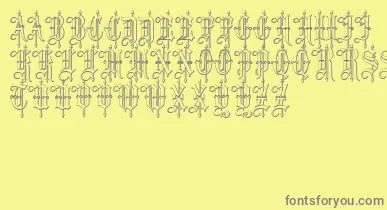 LeothricBeveled font – Gray Fonts On Yellow Background