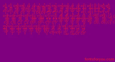 LeothricBeveled font – Red Fonts On Purple Background