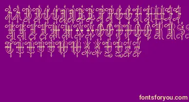 LeothricBeveled font – Yellow Fonts On Purple Background