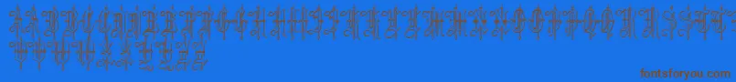 LeothricBeveled-Schriftart – Braune Schriften auf blauem Hintergrund
