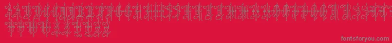 Fonte LeothricBeveled – fontes cinzas em um fundo vermelho