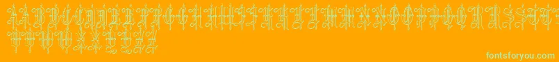 LeothricBeveled Font – Green Fonts on Orange Background