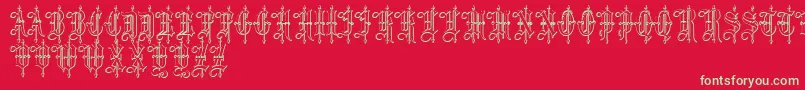フォントLeothricBeveled – 赤い背景に緑の文字