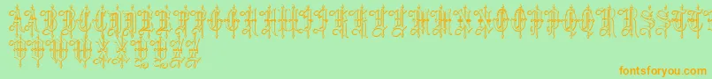 LeothricBeveled Font – Orange Fonts on Green Background