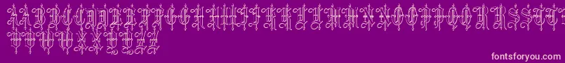 LeothricBeveled-Schriftart – Rosa Schriften auf violettem Hintergrund